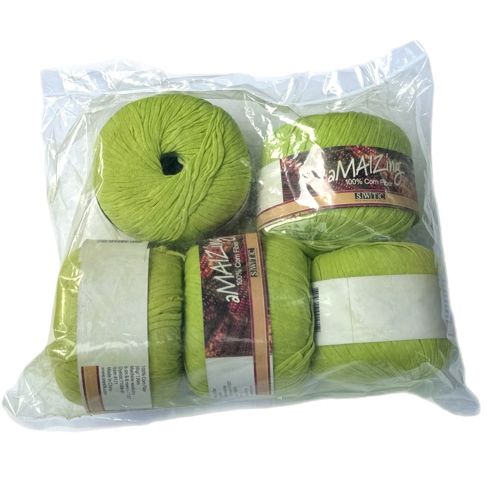 SWTC aMAIZing 100% Corn Fiber Yarn  6 Green #171 Dye Lot 71006-61 Discontinued